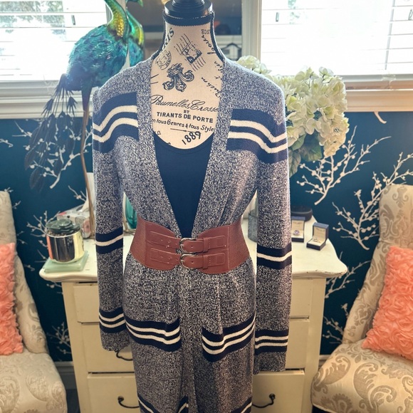 BEAUTIFUL, aerie , long blue and white cardigan, size S - Picture 11 of 13